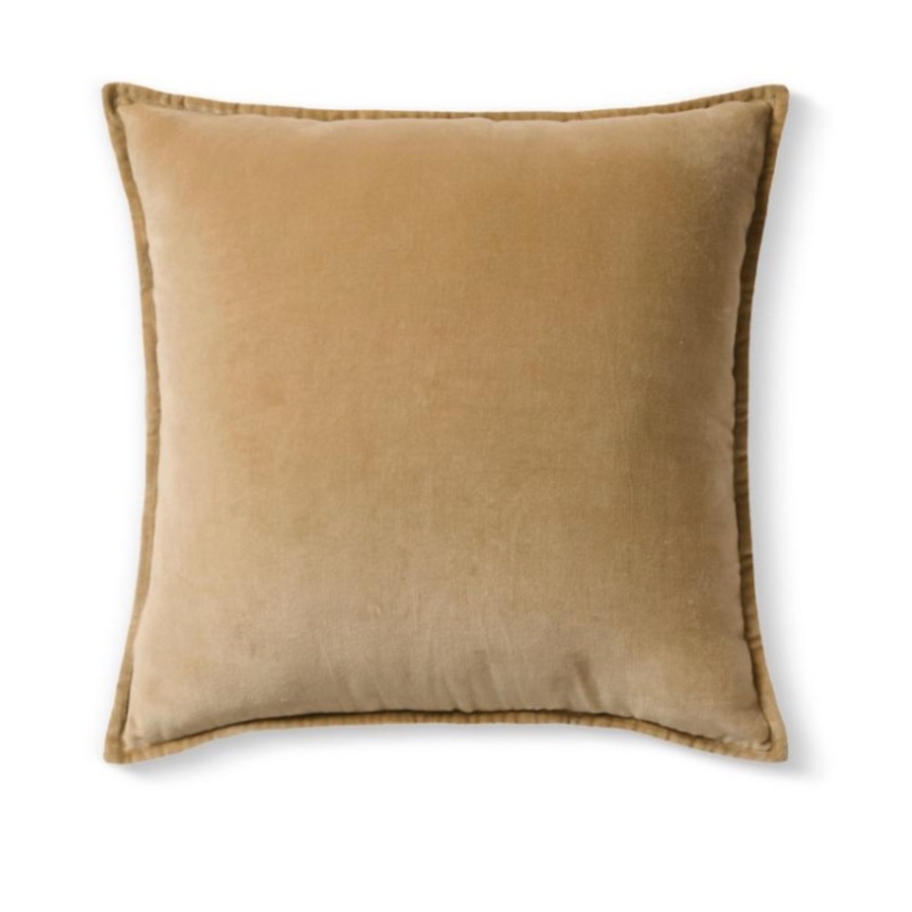 ❌Donated❌Grandinroad Vienna Velvet Tan Throw Pillow • 21”Square